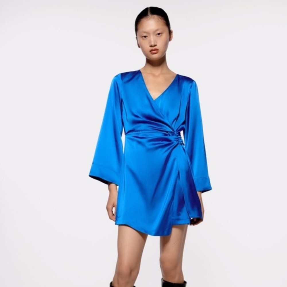 Zara Electric Blue Wrap Mini Dress